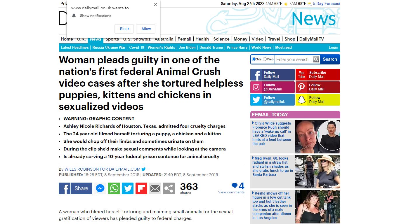 Ashley Nicole Richards pleads guilty in US' first federal animal crush ...